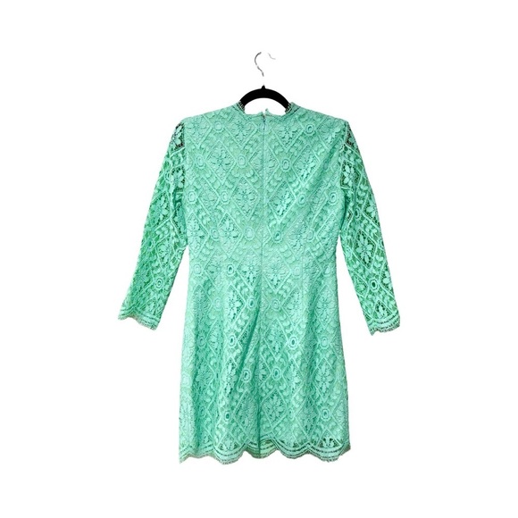 NWT LILLY PULITZER Meryl V-Neck Lace Long Sleeve Green Mini Dress Sz 4 - Picture 3 of 5